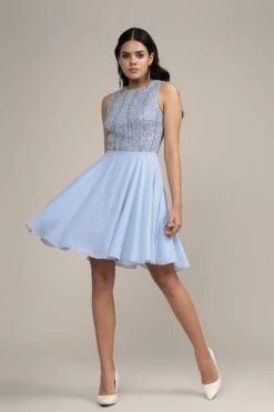 Bunny Embellished Skater Dress In Blue