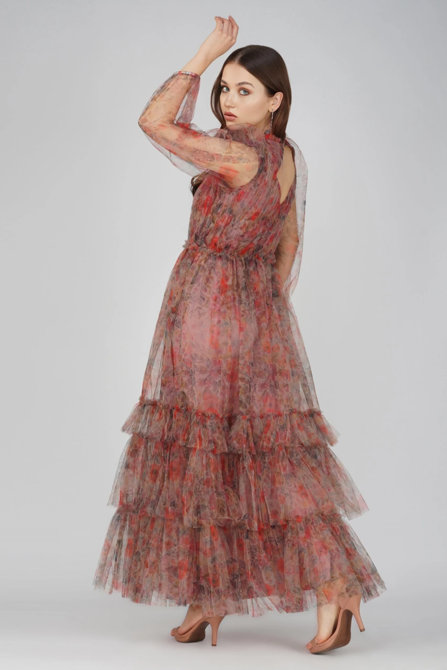 Carina Long Sleeve Floral Maxi Dress In Dusty Rose 5 Carina Long Sleeve Floral Maxi Dress In Dusty Rose - Image 3