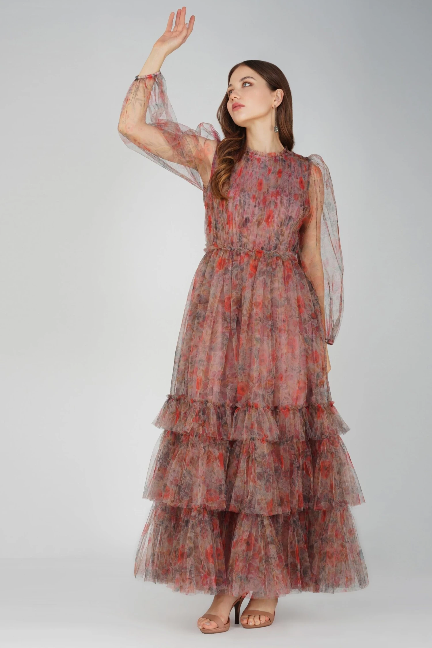 Carina Long Sleeve Floral Maxi Dress In Dusty Rose 7 Carina Long Sleeve Floral Maxi Dress In Dusty Rose - Image 5