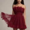 Caspian Tulle Mini Dress In Astro Red -Lace & Beads Shop Caspian Mini in Astro Red 3