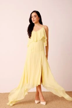 Cassa Midi Dress In Pale Yellow -Lace & Beads Shop Cassa Midi in Yellow 3