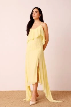 Cassa Midi Dress In Pale Yellow