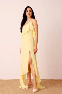 Cassa Midi Dress In Pale Yellow -Lace & Beads Shop Cassa Midi in Yellow 6