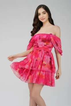 Sydney Chiffon Mini Dress In Sunset Pink 8 Sydney Chiffon Mini Dress In Sunset Pink -Lace & Beads Shop ChiffonStyles 30