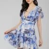 Madison Blue Printed Chiffon Mini Dress -Lace & Beads Shop ChiffonStyles 42