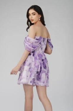 Sydney Chiffon Mini Dress In Lavender -Lace & Beads Shop ChiffonStyles 57