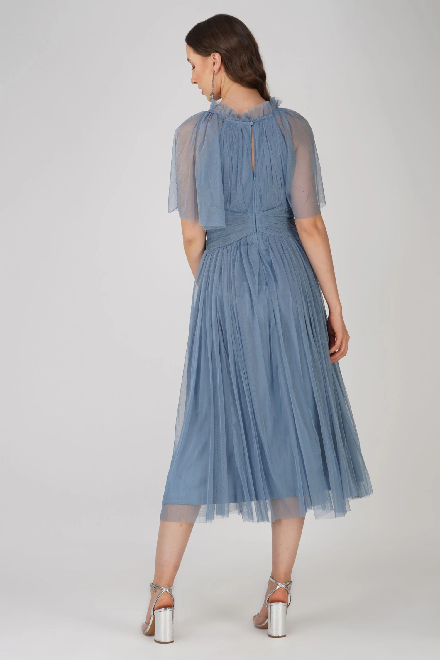Cristiane Dusty Blue Tulle Midi Dress 6 Cristiane Dusty Blue Tulle Midi Dress - Image 4
