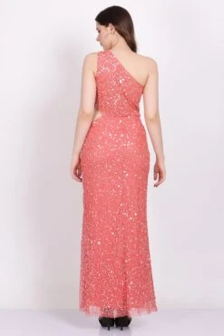 Naeve One Shoulder Sequin Dress In Coral 12 Naeve One Shoulder Sequin Dress In Coral -Lace & Beads Shop Coral 1