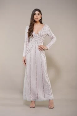Cordelia Embellished Maxi Dress In Powder Pink