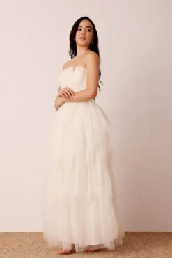 Dakota Strapless Maxi Dress In Ivory -Lace & Beads Shop Dakota Maxi in Ivory 5