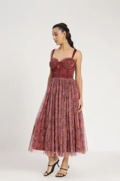 Dane Purple Floral Corset Midi Dress -Lace & Beads Shop DaneMidiinPurpleFloralA 5