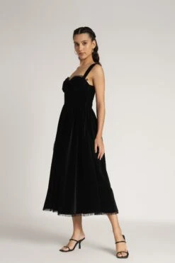 Dune Black Velvet Midi Dress -Lace & Beads Shop Dane Midi Velvet in Black 5