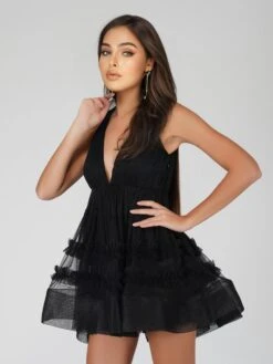 Ivy Black Tulle Mini Dress -Lace & Beads Shop DecImages 20 Copy