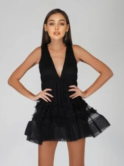 Ivy Black Tulle Mini Dress -Lace & Beads Shop DecImages 5 Copy