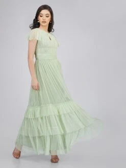 Diva Sage Green Tulle Bridesmaid Dress -Lace & Beads Shop DivaDressSage 2