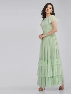 Diva Sage Green Tulle Bridesmaid Dress -Lace & Beads Shop DivaDressSage 3