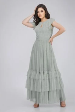 Diva Tulle Maxi Dress In Dark Sage -Lace & Beads Shop DivaMaxi DarkSage