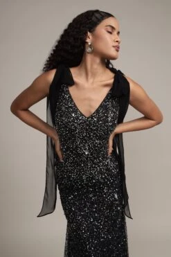 Dream Embellished Maxi Dress In Black -Lace & Beads Shop Dream Embellished Maxi in Black 7