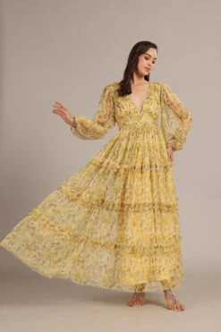 Lydia Maxi Dress In Yellow Floral -Lace & Beads Shop EDITLydiaMaxiinYellowFloral 2