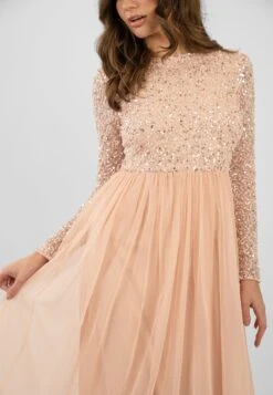 Belle Blush Pink Long Sleeve Bridesmaid Dress -Lace & Beads Shop ElleBlushPink 2