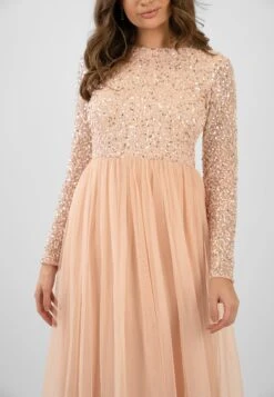 Belle Blush Pink Long Sleeve Bridesmaid Dress -Lace & Beads Shop ElleBlushPink 3