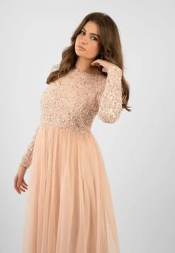 Belle Blush Pink Long Sleeve Bridesmaid Dress -Lace & Beads Shop ElleBlushPink 4