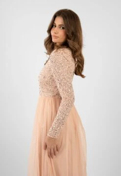 Belle Blush Pink Long Sleeve Bridesmaid Dress -Lace & Beads Shop ElleBlushPink 5