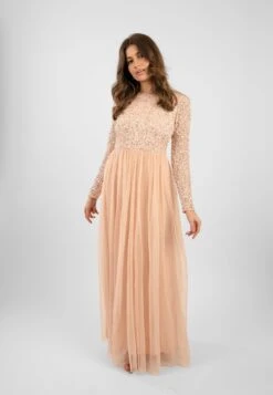 Belle Blush Pink Long Sleeve Bridesmaid Dress -Lace & Beads Shop ElleBlushPink 7