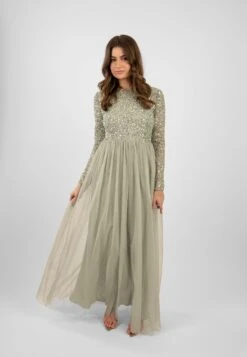 Belle Sage Green Long Sleeve Bridesmaid Dress 19 Belle Sage Green Long Sleeve Bridesmaid Dress -Lace & Beads Shop ElleMaxiSage 1