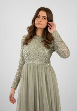 Belle Sage Green Long Sleeve Bridesmaid Dress 21 Belle Sage Green Long Sleeve Bridesmaid Dress -Lace & Beads Shop ElleMaxiSage 3
