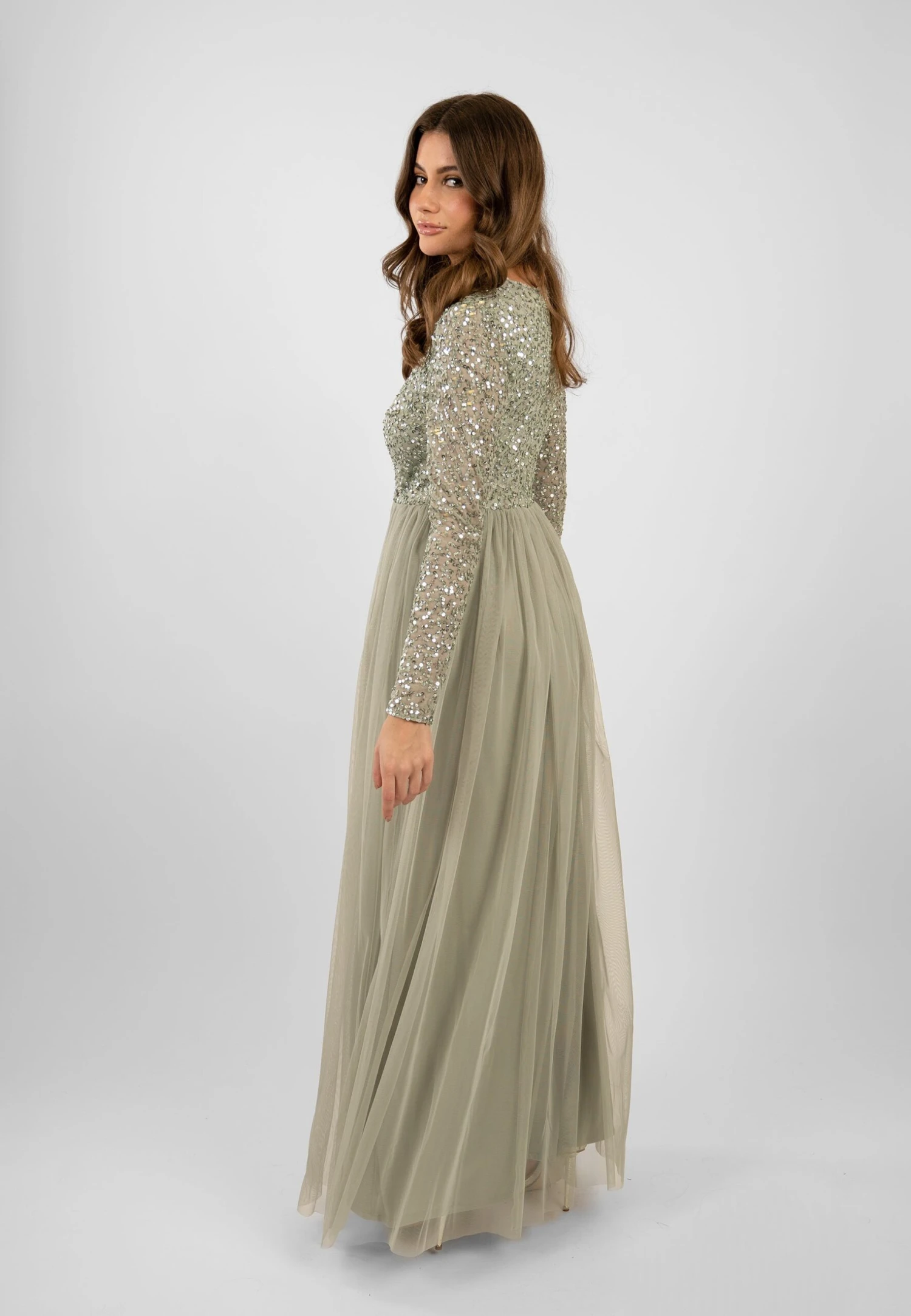 Belle Sage Green Long Sleeve Bridesmaid Dress 12 Belle Sage Green Long Sleeve Bridesmaid Dress - Image 10
