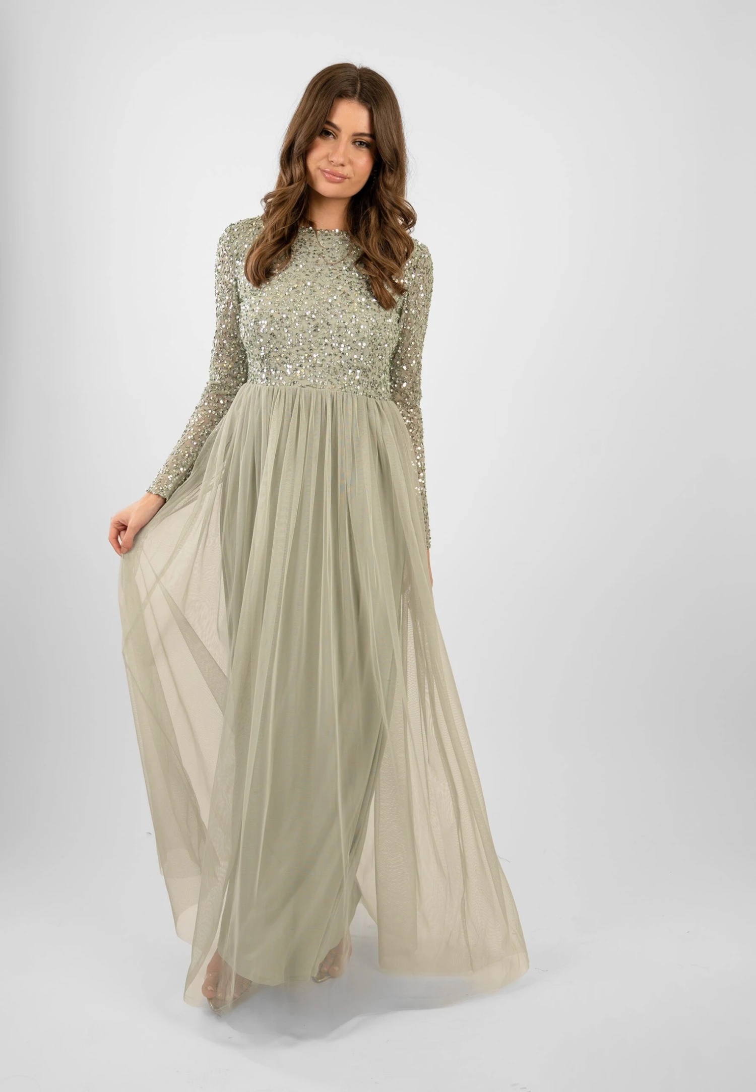 Belle Sage Green Long Sleeve Bridesmaid Dress 13 Belle Sage Green Long Sleeve Bridesmaid Dress - Image 11