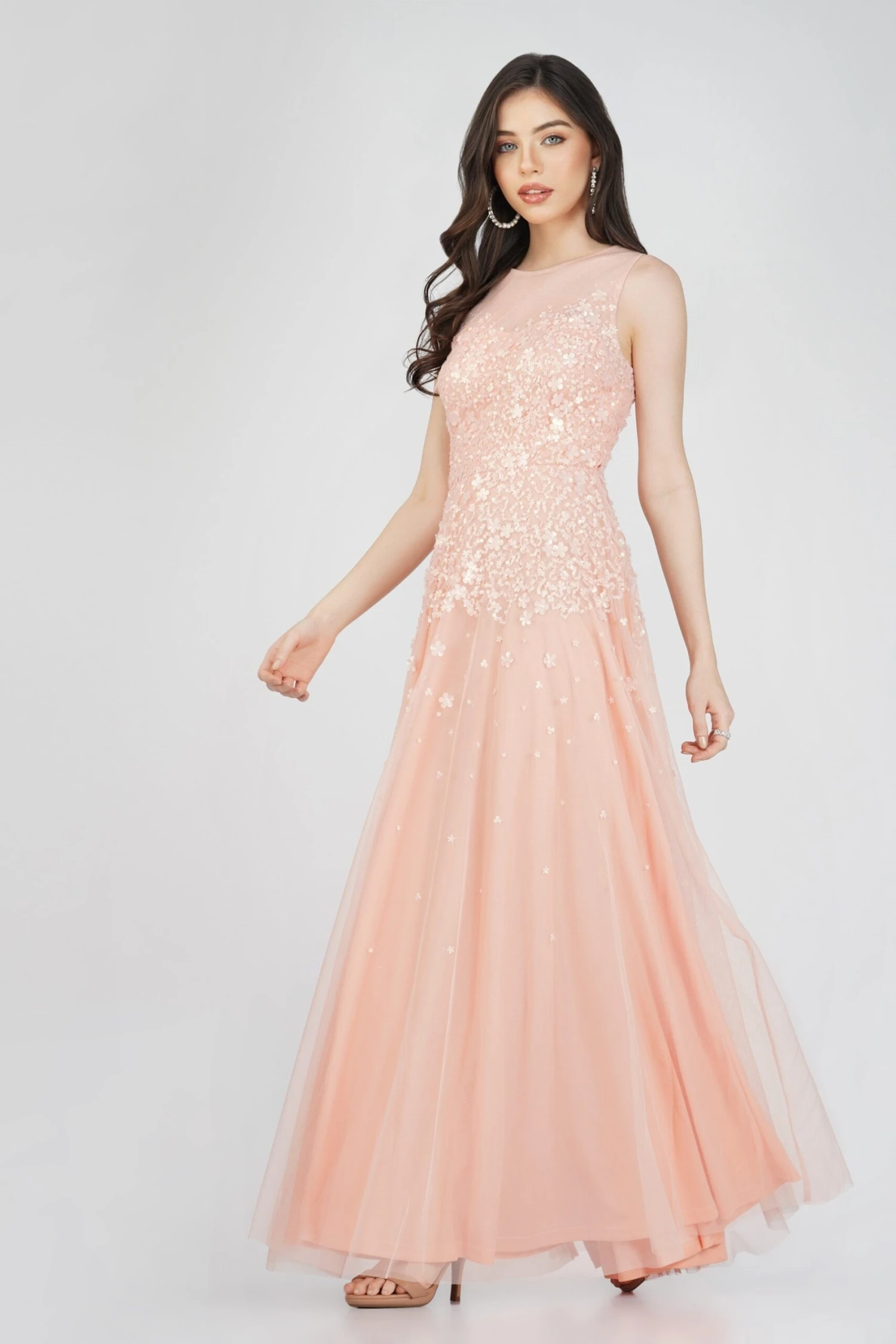 Lilith Floral Embellished Maxi Dress In Blush Pink 3 Lilith Floral Embellished Maxi Dress In Blush Pink