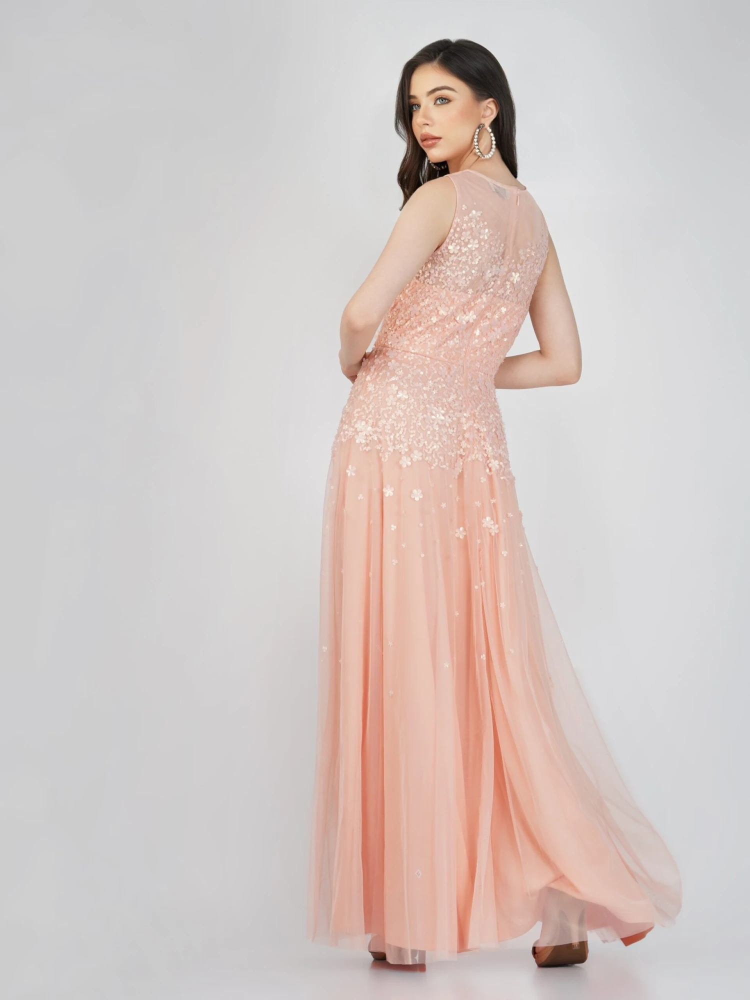 Lilith Floral Embellished Maxi Dress In Blush Pink 4 Lilith Floral Embellished Maxi Dress In Blush Pink - Image 2