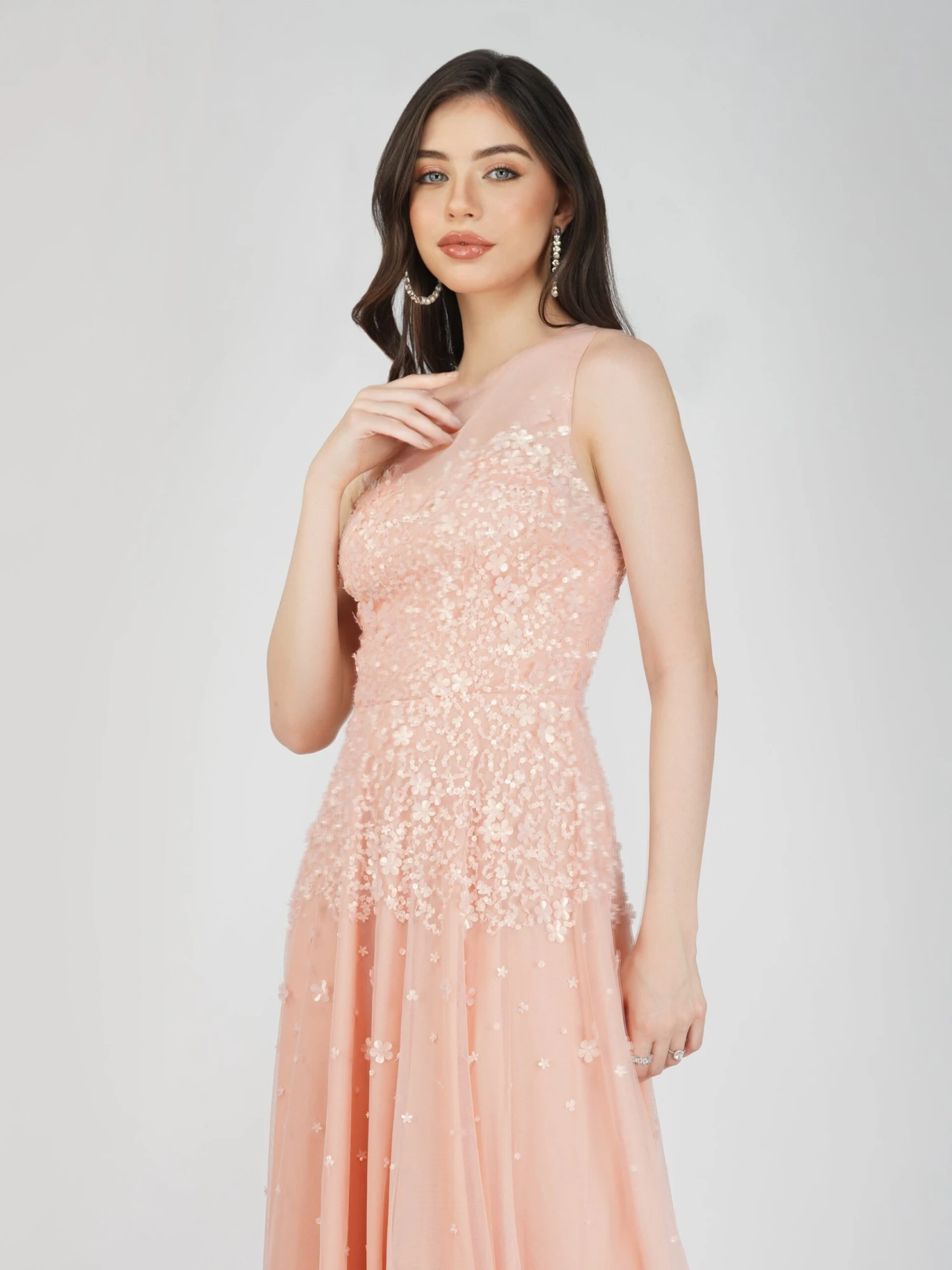 Lilith Floral Embellished Maxi Dress In Blush Pink 5 Lilith Floral Embellished Maxi Dress In Blush Pink - Image 3