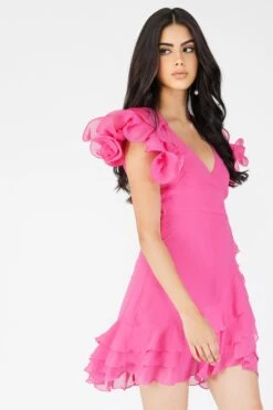 Fairy Flutter Sleeve Mini Dress In Pink 14 Fairy Flutter Sleeve Mini Dress In Pink -Lace & Beads Shop Fairy 1