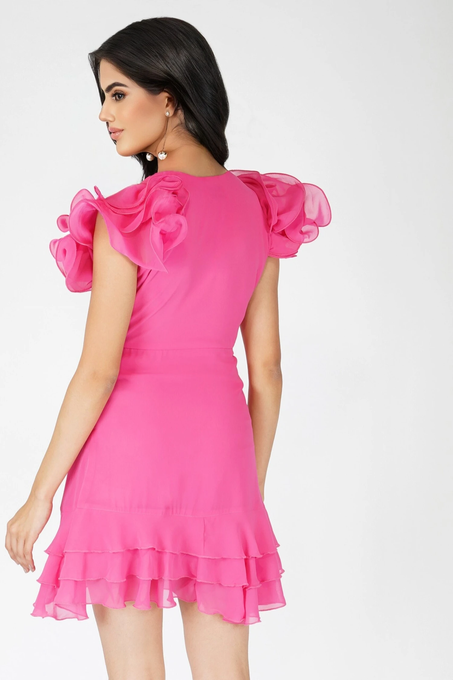 Fairy Flutter Sleeve Mini Dress In Pink 6 Fairy Flutter Sleeve Mini Dress In Pink - Image 4