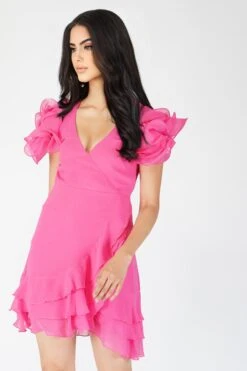 Fairy Flutter Sleeve Mini Dress In Pink 11 Fairy Flutter Sleeve Mini Dress In Pink -Lace & Beads Shop Fairy 11