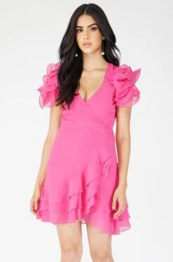 Fairy Flutter Sleeve Mini Dress In Pink 13 Fairy Flutter Sleeve Mini Dress In Pink -Lace & Beads Shop Fairy 13