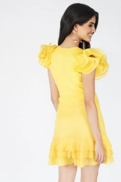 Fairy Flutter Sleeve Mini Dress In Yellow -Lace & Beads Shop Fairy 2