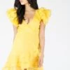 Fairy Flutter Sleeve Mini Dress In Yellow -Lace & Beads Shop Fairy 6