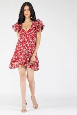 Fairy Printed Red Mini Dress -Lace & Beads Shop Fairy 9