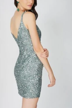 Greyson Teal Sequin Mini Dress -Lace & Beads Shop Greyson 11