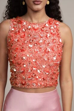Hazel Embellished Top In Coral -Lace & Beads Shop HazelTopinCoral 12