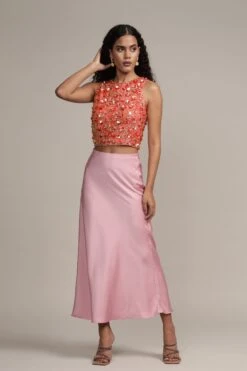 Hazel Embellished Top In Coral