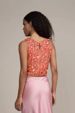 Hazel Embellished Top In Coral -Lace & Beads Shop HazelTopinCoral 5
