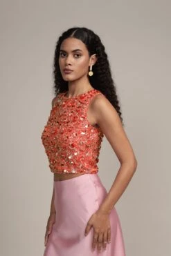 Hazel Embellished Top In Coral -Lace & Beads Shop HazelTopinCoral 6