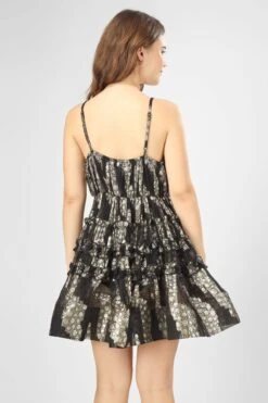 Bethan Metallic Printed Mini Dress In Black -Lace & Beads Shop IMG 0780