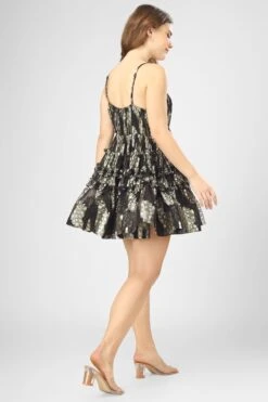 Bethan Metallic Printed Mini Dress In Black -Lace & Beads Shop IMG 0783