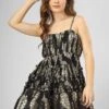 Bethan Metallic Printed Mini Dress In Black -Lace & Beads Shop IMG 0811